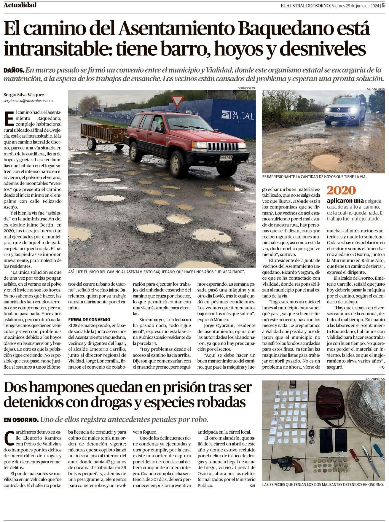 Cobertura de prensa: Estado crítico del camino